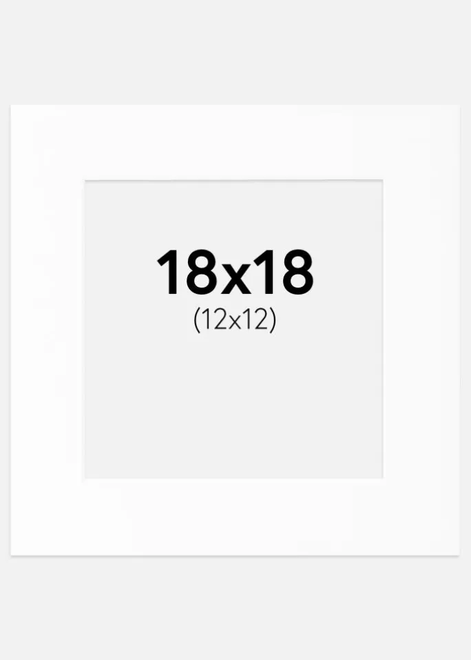 Passepartout Hvid Standard (Hvid kerne) 18x18 cm (12x12)