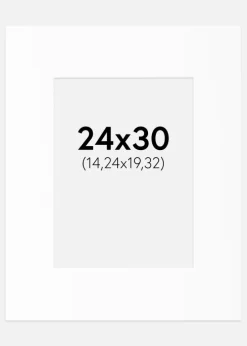 Passepartout Hvid Standard (Hvid kerne) 24x30 cm (14,24x19,32)