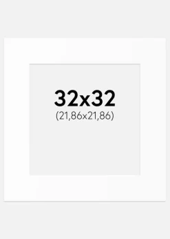 Passepartout Hvid Standard (Hvid kerne) 32x32 cm (21,86x21,86)