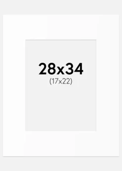 Passepartout Hvid Standard (Hvid kerne) 28x34 cm (17x22)
