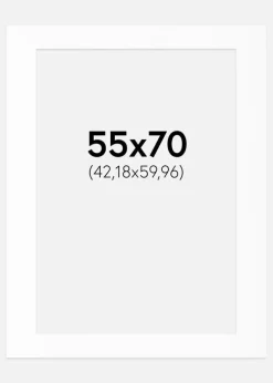 Passepartout Hvid Standard (Hvid kerne) 55x70 cm (42,18x59,96)