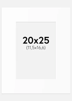 Passepartout Hvid Standard (Hvid kerne) 20x25 cm (11,5x16,6)