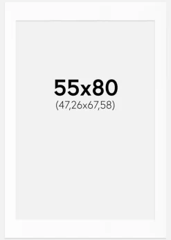 Passepartout Hvid Standard (Hvid kerne) 55x80 cm (47,26x67,58)