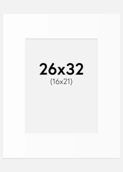 Passepartout Hvid Standard (Hvid kerne) 26x32 cm (16x21)