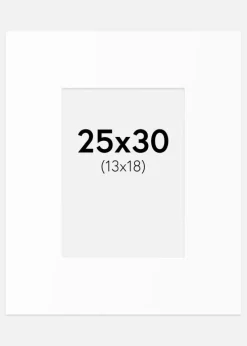 Passepartout Hvid Standard (Hvid kerne) 25x30 cm (13x18)