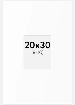 Passepartout Hvid Standard (Hvid kerne) 20x30 cm (8x10)