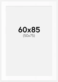 Passepartout Hvid Standard (Hvid kerne) 60x85 cm (50x75)