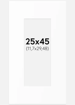 Passepartout Hvid Standard (Hvid kerne) 25x45 cm (11,7x29,48)