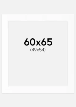 Passepartout Hvid Standard (Hvid kerne) 60x65 cm (49x54)
