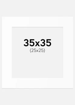 Passepartout Hvid Standard (Hvid kerne) 35x35 cm (25x25)