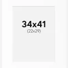 Passepartout Hvid Standard (Hvid kerne) 34x41 cm (22x29)