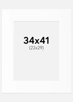 Passepartout Hvid Standard (Hvid kerne) 34x41 cm (22x29)