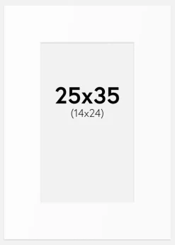 Passepartout Hvid Standard (Hvid kerne) 25x35 cm (14x24)