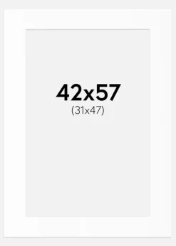 Passepartout Hvid Standard (Hvid kerne) 42x57 cm (31x47)