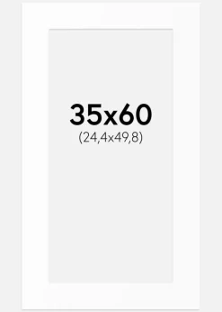 Passepartout Hvid Standard (Hvid kerne) 35x60 cm (24,4x49,8)
