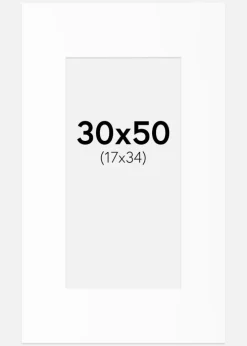 Passepartout Hvid Standard (Hvid kerne) 30x50 cm (17x34)