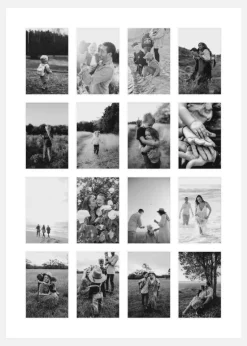 Passepartout Hvid 50x70 cm - 16 Billeder collage