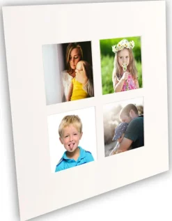 Passepartout Hvid 40x40 cm - Collage 4 Billeder (14x14 cm) (40x40 cm)