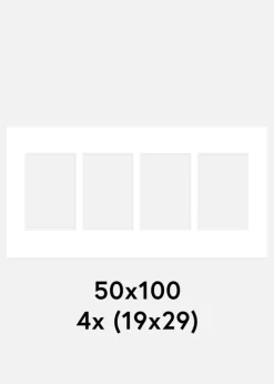 Passepartout Hvid 50x100 cm - Collage 4 Billeder (19x29 cm)