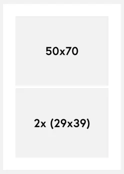 Passepartout Hvid 50x70 cm - Collage 2 Billeder (29x39 cm)