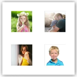 Passepartout Hvid 20x20 cm - Collage 4 Billeder (7x7 cm) (20x20 cm)