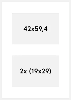 Passepartout Hvid 42x59,4 cm - Collage 2 Billeder (19x29 cm)