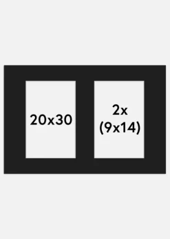 Passepartout Sort Collage 2 Billeder 20x30 cm (9x14)