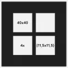Passepartout Sort Collage (Hvid kerne) 4 Billeder 40x40 cm