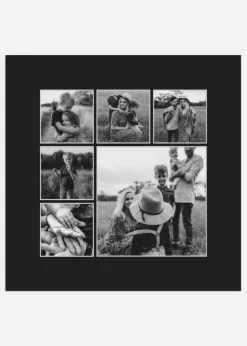 Passepartout Sort Collage (Hvid kerne) 6 Billeder 50x50 cm