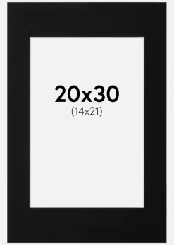 Passepartout Sort Standard (Hvid Kerne) 20x30 (14x21)