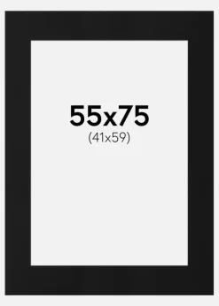 Passepartout Sort Standard (Hvid kerne) 55x75 cm (41x59)