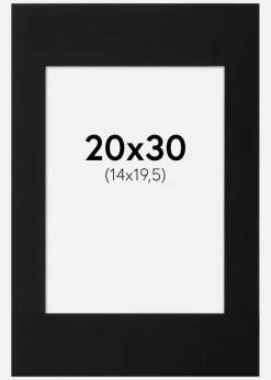 Passepartout Sort Standard (Hvid kerne) 20x30 cm (14x19,5)