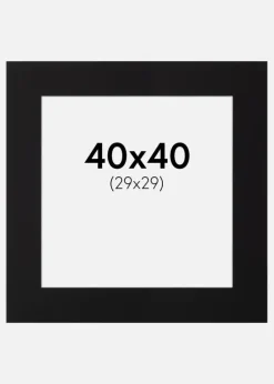 Passepartout Sort Standard (Hvid kerne) 40x40 cm (29x29)