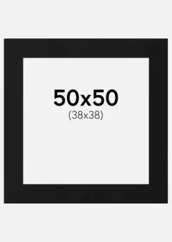 Passepartout Sort Standard (Hvid kerne) 50x50 cm (38x38)