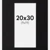 Passepartout Sort Standard (Hvid Kerne) 20x30 cm (9x19)