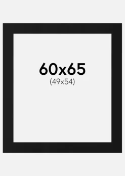 Passepartout Sort Standard (Hvid kerne) 60x65 cm (49x54)