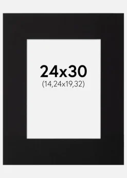 Passepartout Sort Standard (Hvid Kerne) 24x30 cm (14,24x19,32)