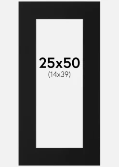 Passepartout Sort Standard (Hvid kerne) 25x50 cm (14x39)