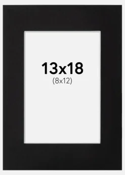 Passepartout Sort Standard (Hvid Kerne) 13x18 cm (6x9)