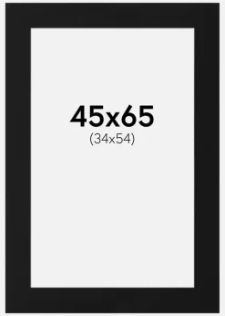 Passepartout Sort Standard (Hvid kerne) 45x65 cm (34x54)