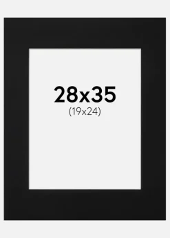 Passepartout Sort Standard (Hvid kerne) 28x35 cm (19x24)