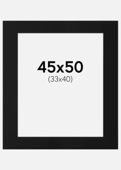Passepartout Sort Standard (Hvid kerne) 45x50 cm (33x40)