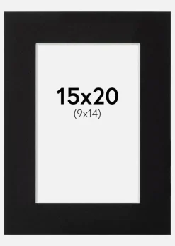 Passepartout Sort Standard (Hvid kerne) 15x20 cm (9x14)