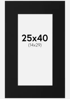 Passepartout Sort Standard (Hvid kerne) 25x40 cm (14x29)