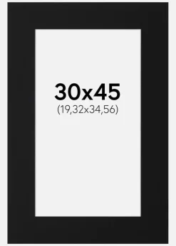 Passepartout Sort Standard (Hvid kerne) 30x45 cm (19,32x34,56)