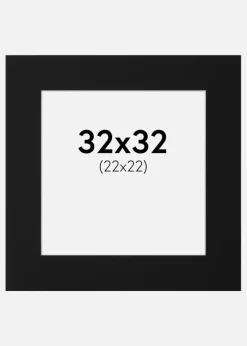 Passepartout Sort Standard (Hvid kerne) 32x32 cm (22x22)
