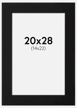 Passepartout Sort Standard (Hvid Kerne) 20x28 cm (14x22)
