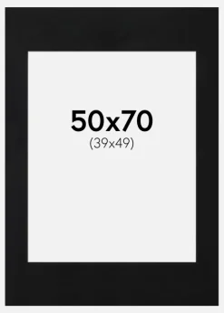 Passepartout Sort Standard (Hvid kerne) 50x70 cm (39x49)