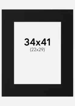 Passepartout Sort Standard (Hvid kerne) 34x41 cm (22x29)