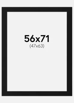 Passepartout Sort Standard (Hvid kerne) 56x71 cm (47x63)